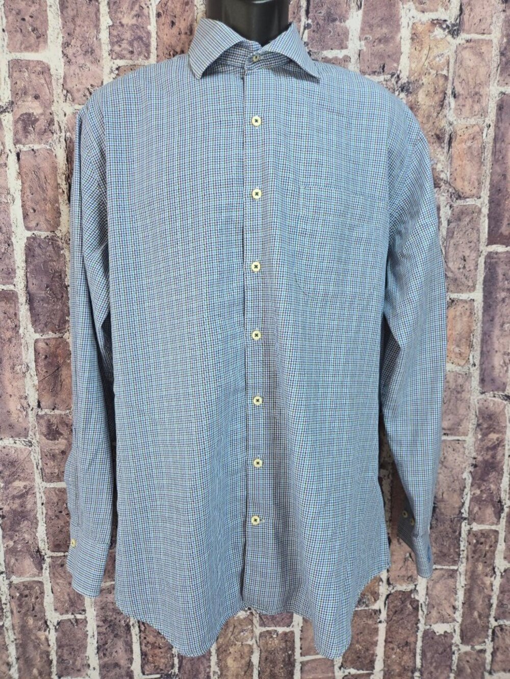 Peter Millar Mens Large Blue Green Purple Check Shirt
